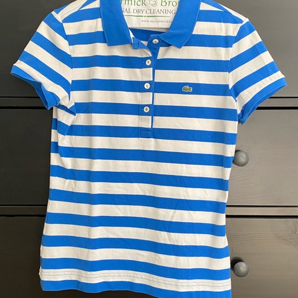 Blue and white striped polo Clearance
